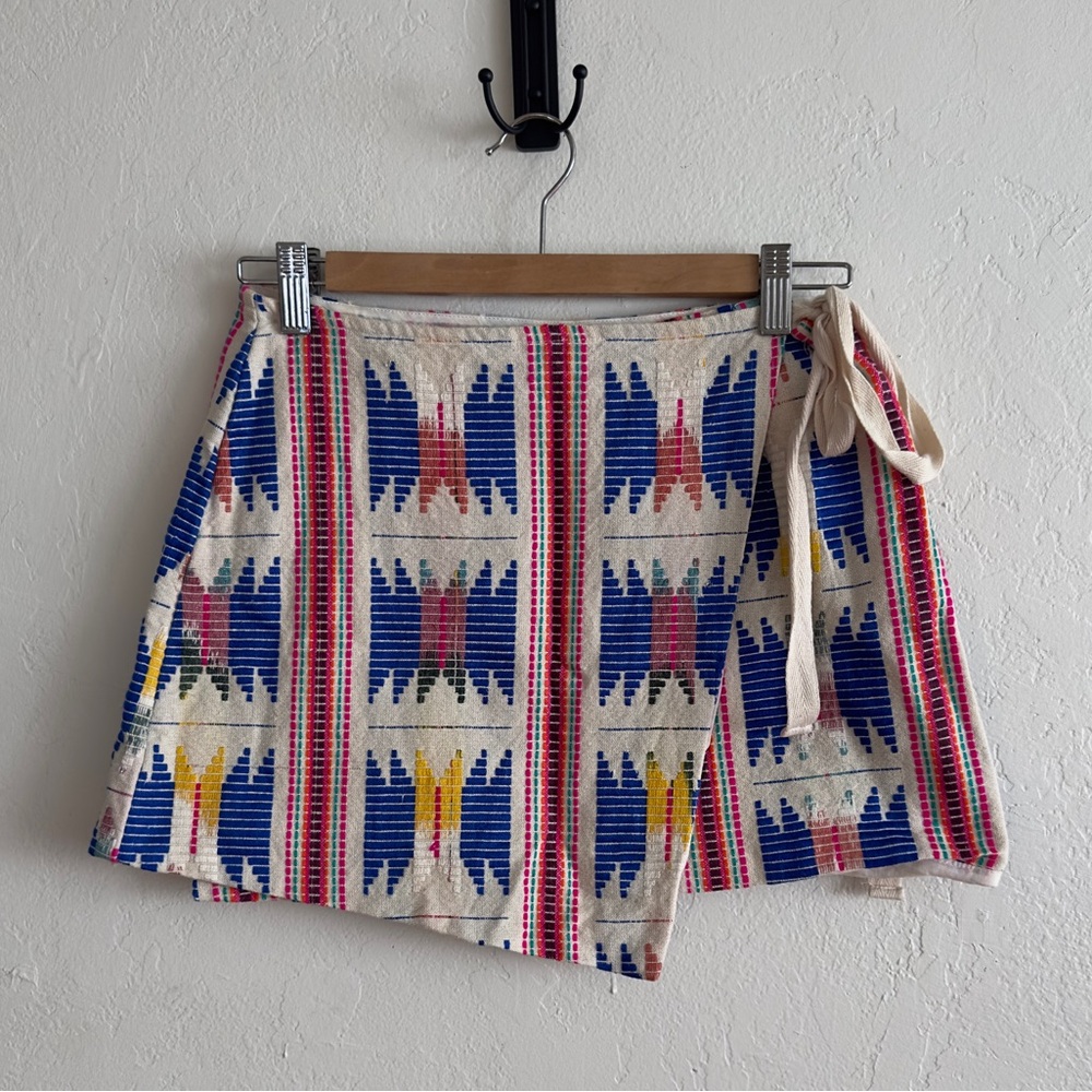 ASOS Petite Wrap Tie Mini Skirt Size 8 Boho Festival Southwestern Aztec